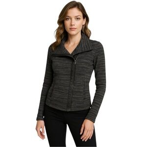 Calvin Klein Heather Gray Blazer bomber Textured Knit classic full zip up Sz M